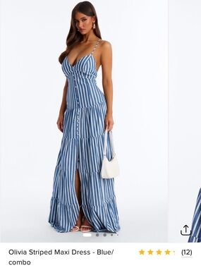 Blue Striped Maxi Dress new